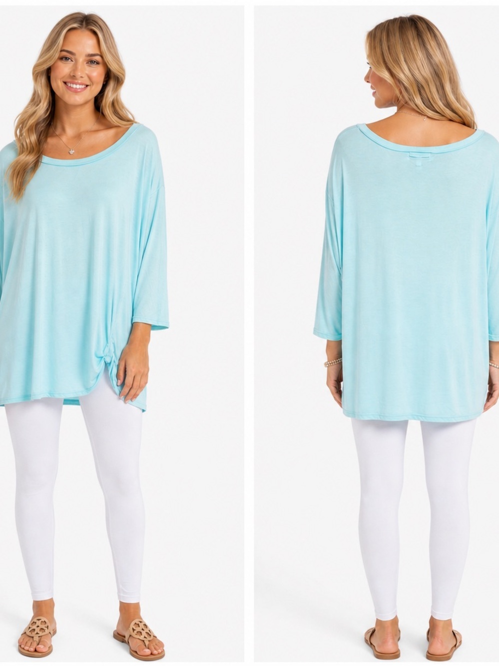 ➕ Simply Southern Teal Blue Knotted Tunic Top Womens Plus Size XXL